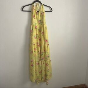 NWT yellow Floral Maxi Dress with Spaghetti Straps speechless size large tiered